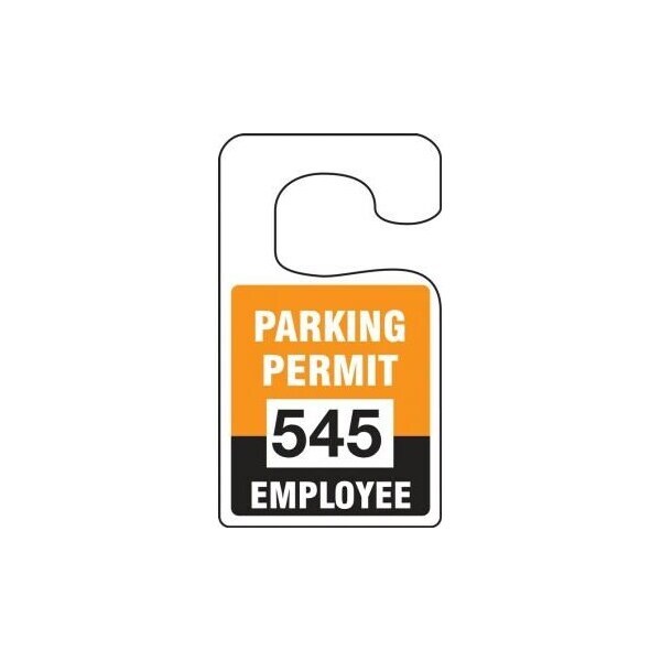 Accuform Parking Permit Tag, EMPLOYEE Numbered 700-799, Orange, 5in x 3in, Laminated PF-Cardstock, 100PK TNT272ORH - main